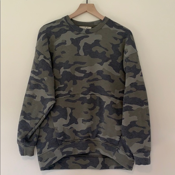 Express Tops - Oversized Heathered Camo Sweatshirt